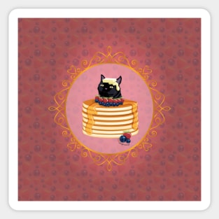 Black Cat Strawberry Pancake Sticker